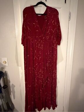 Isabel Maternity by Ingrid & Isabel Crimson Red V‑Neck Maxi Dress